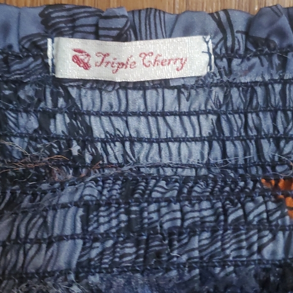 Multi-Colored Leaf Print Strapless Sun Dress - Picture 8 of 10